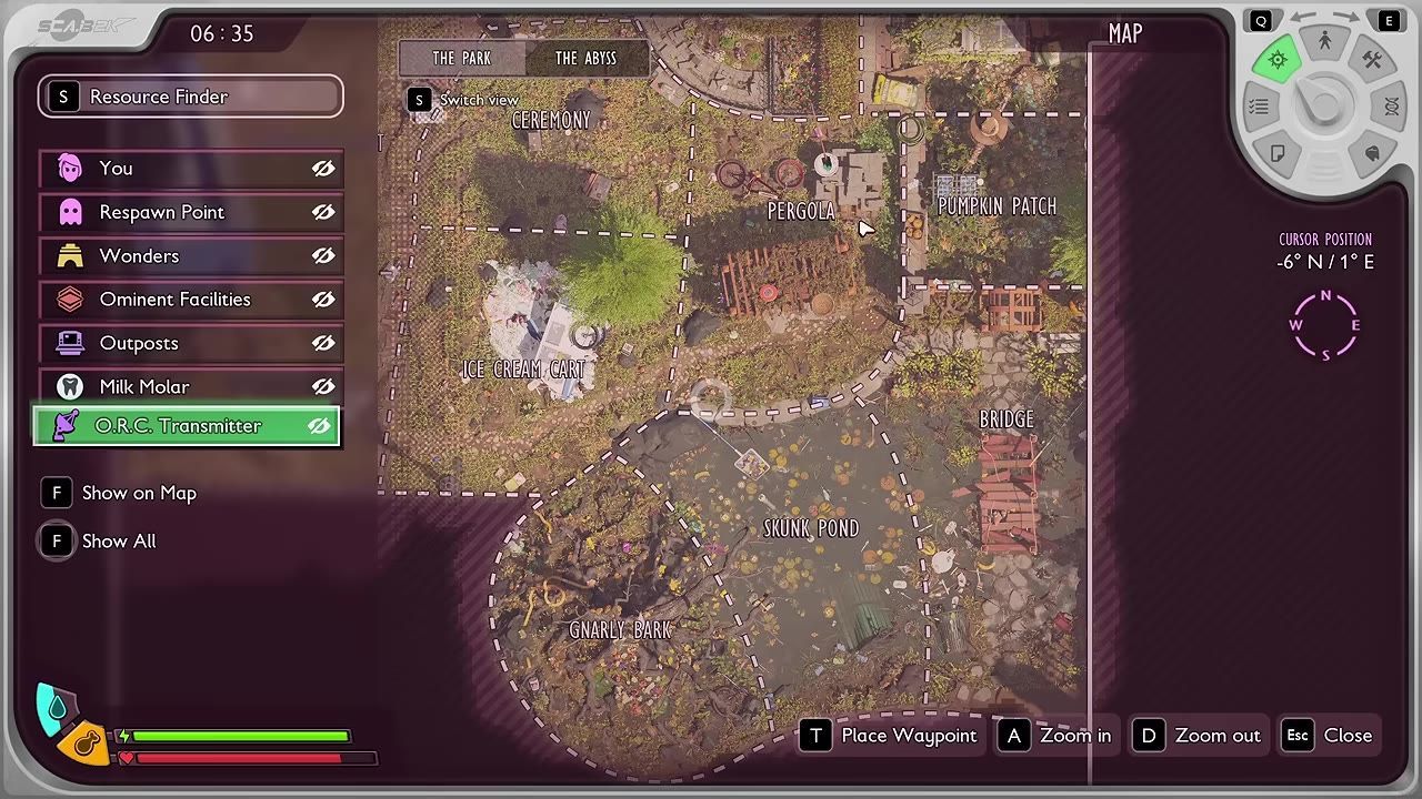 Detailed game map showing various labeled locations and regions.
