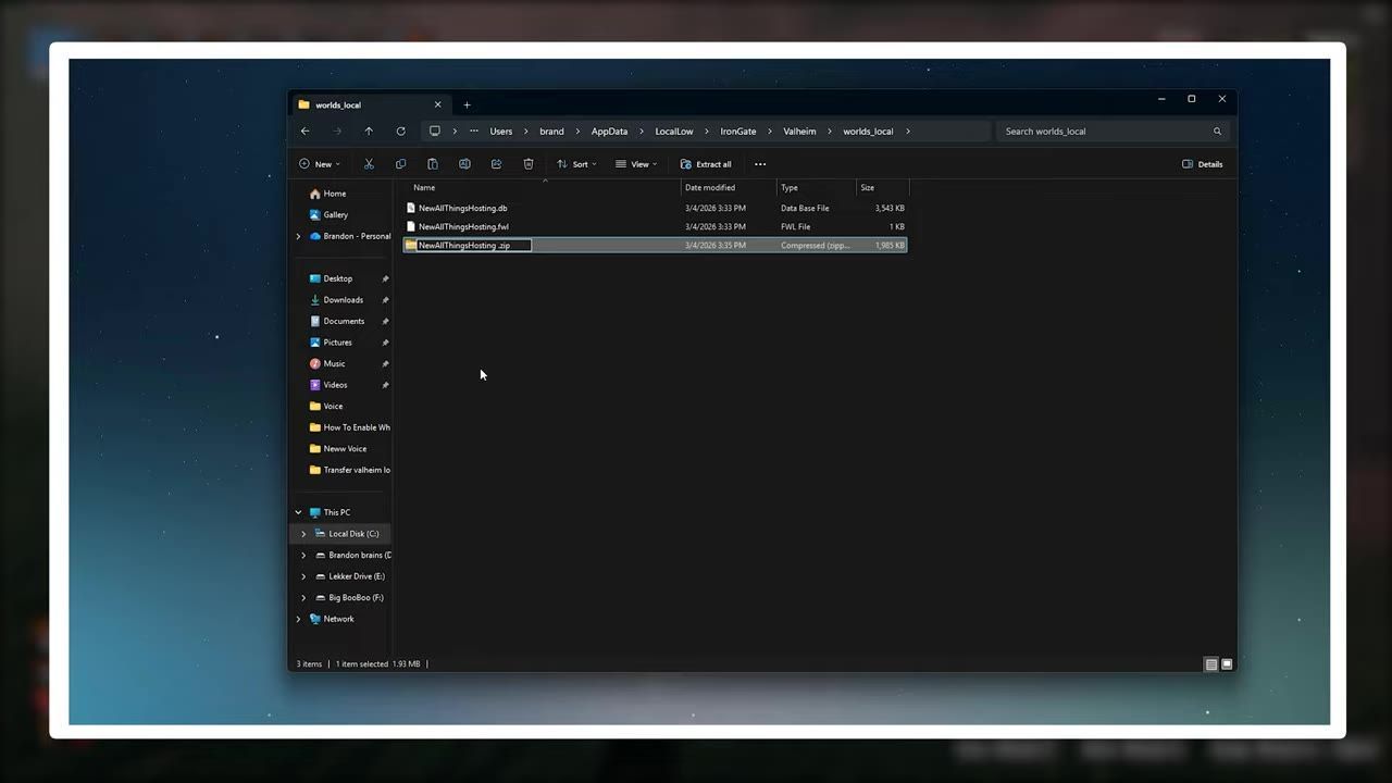 A file explorer window displaying a directory with various files, one of which is a compressed zip folder.