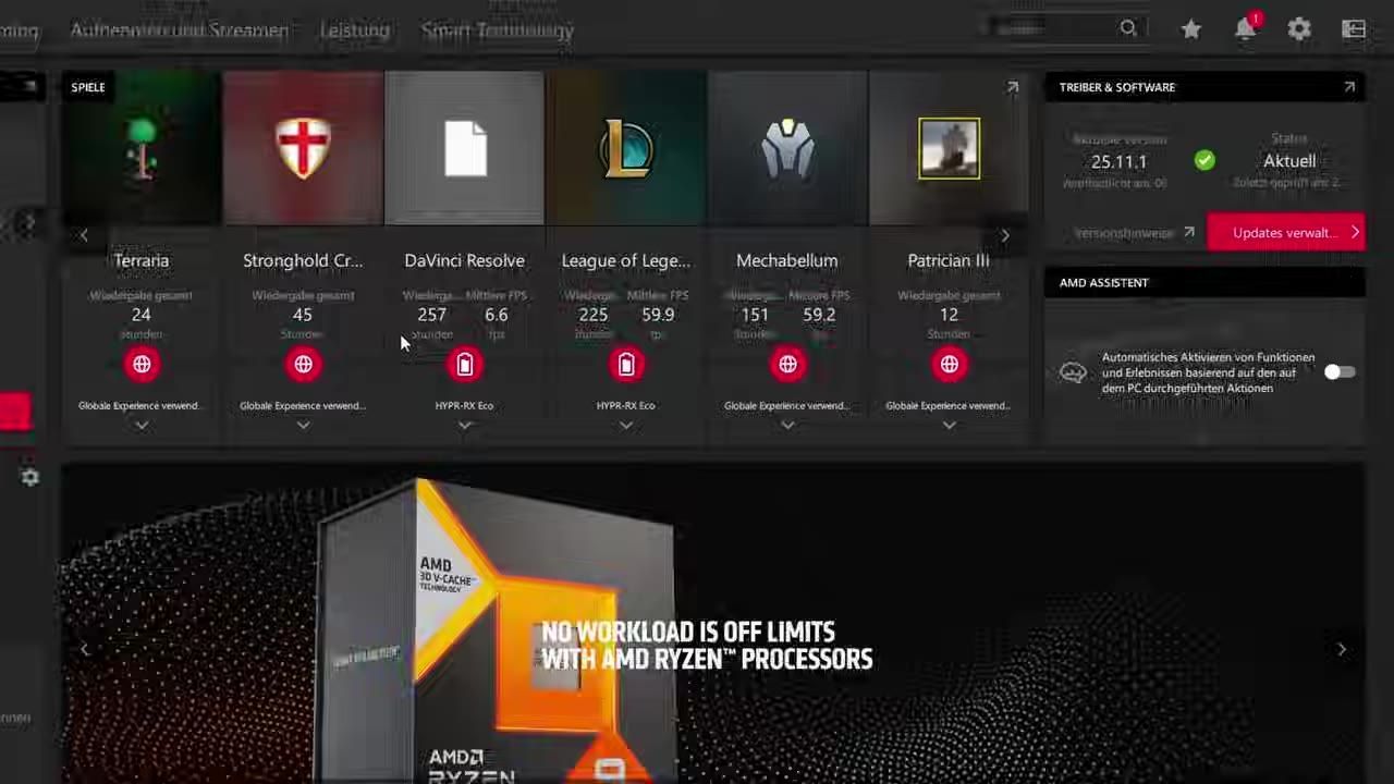 Screen displaying driver software update management interface with options and information.