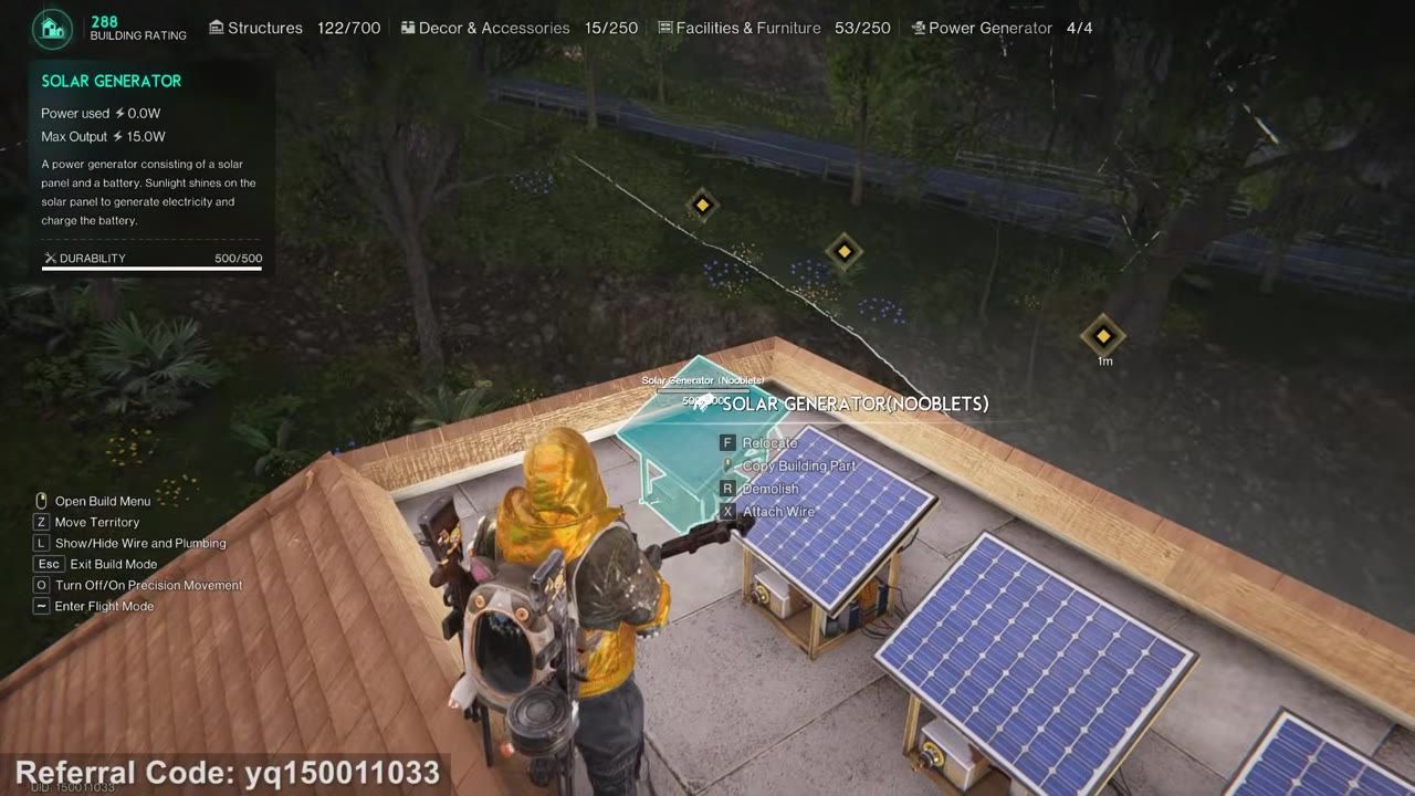 A solar generator with wires displayed connecting to targets.