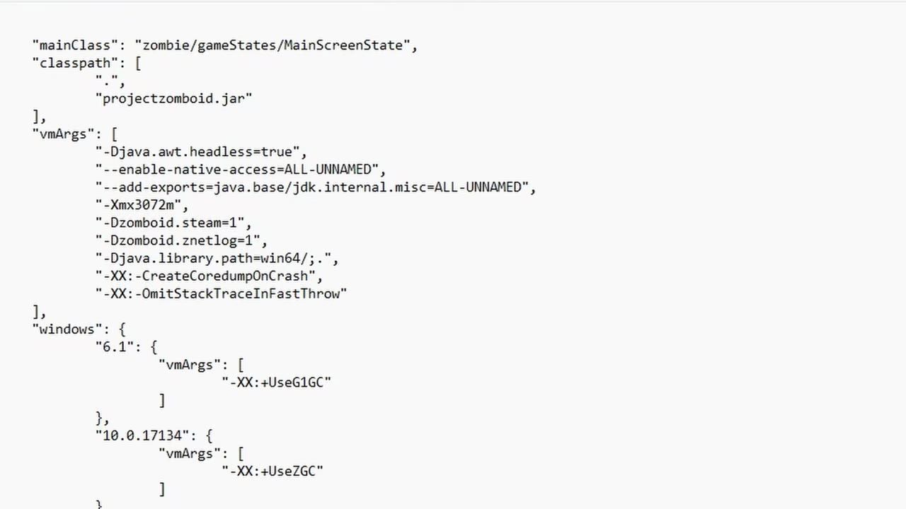 Configuration file content with various settings including RAM allocation.