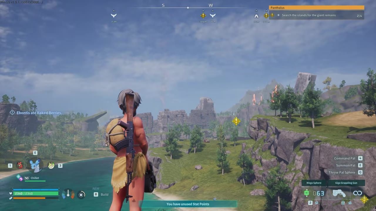 A game screen showing the HUD with health bar, hunger meter, temperature indicator, and inventory on the bottom of the screen.