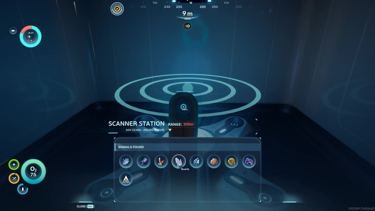 Interface of a scanner station with a menu displaying various resource signals.