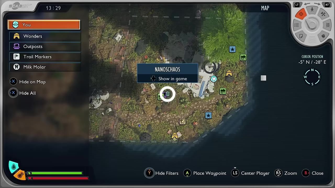 A map interface showing an area with various icons and navigation tools.