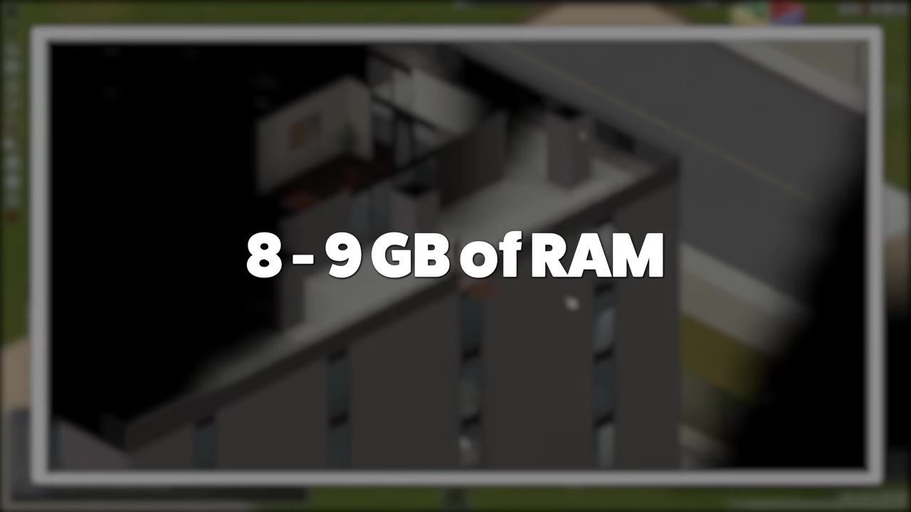 Text stating memory requirements for servers against a background from the game.
