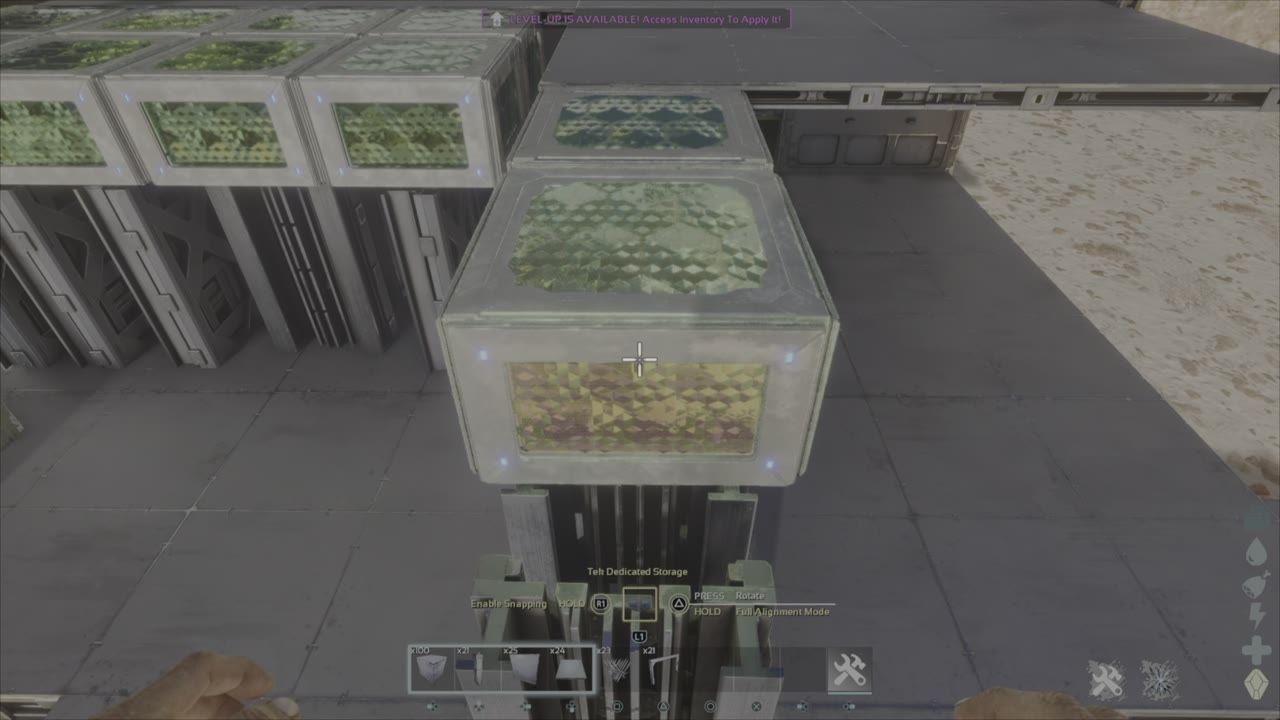 View of elevator tracks with dedicated storage boxes aligned on them, showing their arrangement and design.