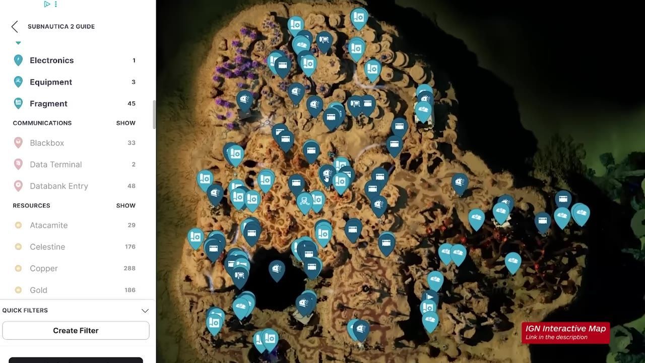 Interactive map with highlighted areas and black box locations in a game.